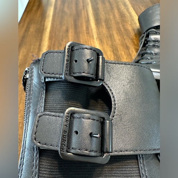 Tory Burch Broome Black Leather Lace-Up Combat Boots Size 10 EUC - Picture 7 of 11